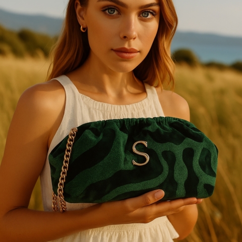 ANIMAL VELVET PETROL BUCKET BAG